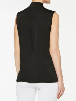 Tie-Neck Crepe de Chine Blouse