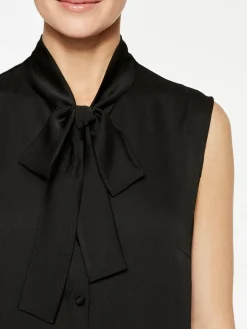 Tie-Neck Crepe de Chine Blouse