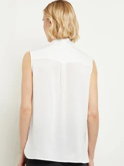 Tie-Neck Crepe de Chine Blouse