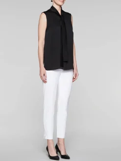 Tie-Neck Crepe de Chine Blouse