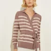 Tie-Waist Striped Soft Knit Tunic