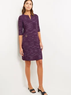 Tweed Knit Shift Dress with Pockets