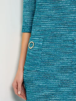 Tweed Knit Shift Dress with Pockets