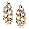 Two Tone 14K Gold & Rhodium Chain Link Hoop Earrings