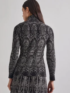 Two-Tone Damask Jacquard Knit Tunic