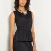 V-Neck Tie-Waist Pleated Crepe de Chine Tank Top