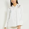 White Floral Top - Crepe de Chine Blouse | Misook