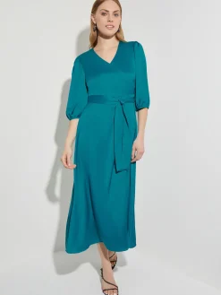 Woven Tie-Waist Balloon Sleeve Dress