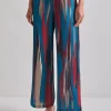 Zipper Fly Brushtroke Woven Wide Leg Pant