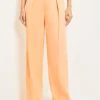 Zipper Fly Wide Leg Pants - Faux Cupro Silk